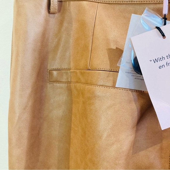 AVEC LES FILLES Sz L Faux Leather Wide Leg Cargo Pockets High Rise Pants  NEW - Picture 11 of 16